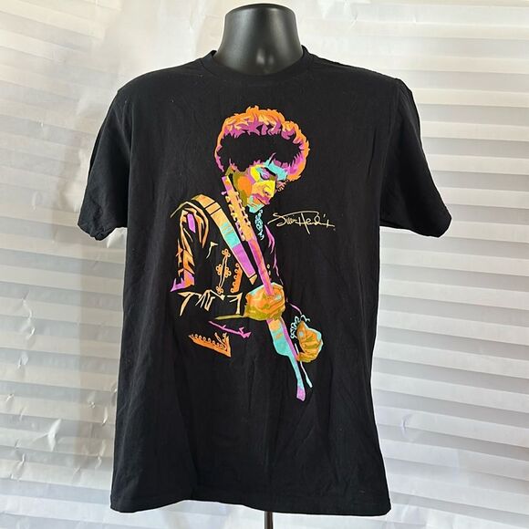 Authentic Jimi Hendrix Black T-Shirt Size Large Short Sleeve Rock Music Tee - Picture 1 of 3
